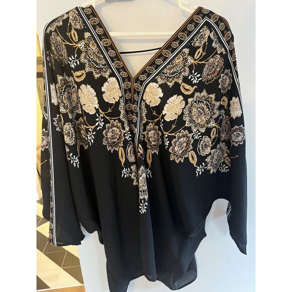 Rose & Olive Tops - Rose & Olive Womens XL Blouse Tunic Top Black V Neck Flowy Dolman Oversize Boho